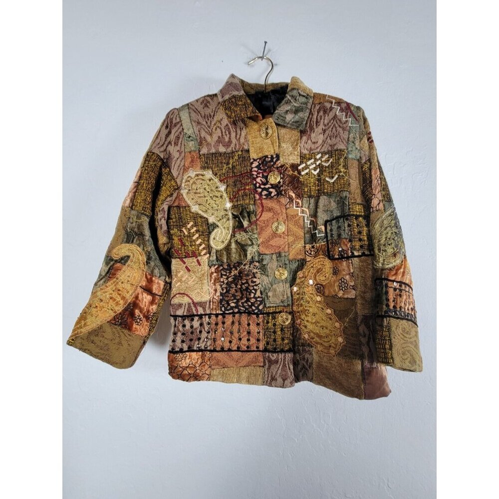 Draper's & Damon's Women's Patchwork Collared But… - image 1